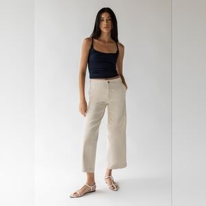 OAK + FORT Blue Grey Wide leg Cropped Cotton Pant